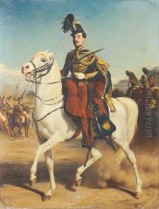 Portrait Equestre D'olivier Bro De Comeres by Henri Felix Emmanuel Philippoteaux