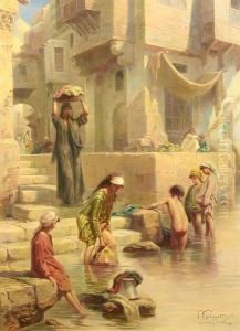 Wash Day On The Nile by Paul Dominique Philippoteaux
