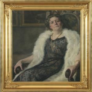 Portait Of Sittingwoman In Fur Coat