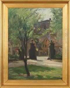 Streetscene With Columns. Signed Sally Philipsen thumbnail