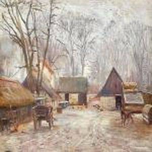 "garden Ved Peter Lieps Hus. Vinterdag Med Sne".