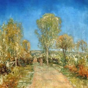 Shepherd Boy With Cows On A Gravel Road by Theodor Esbern Philipsen