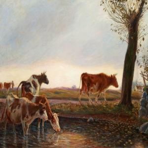 Cows Homeward Bound In The Evening by Theodor Esbern Philipsen