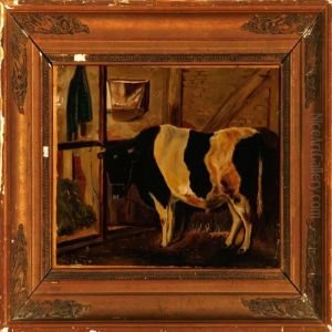 Black-and-white Bull In The Stables by Theodore Esbern Philipsen