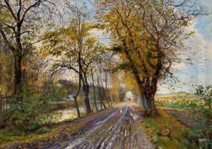 Autumn Scene. "alleen Ved Vognserup. Efterarsstudie" by Theodore Esbern Philipsen
