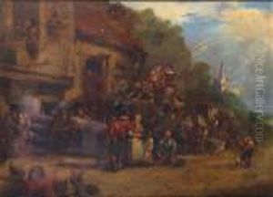 A Highland Regiment Leaving A Scotch Town