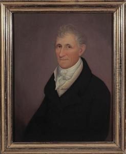 A Pair Of Portraits, Thought To Be Davidhamlin And Lois Davis Hamlin by Ammi Phillips