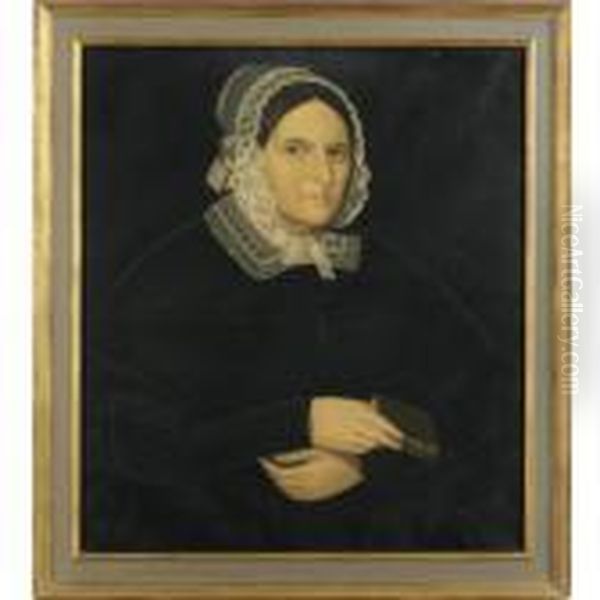 Portrait Of A Lady Wearing White Lace Cap And Collar - view 1