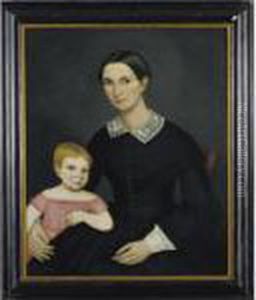 Portrait Of Sarah King Dewey And Her Daughter, Harriet by Ammi Phillips