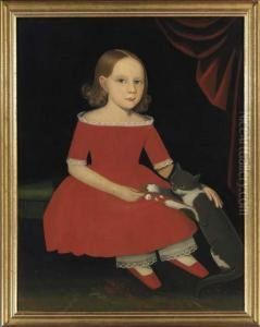Portrait Of A Young Girl And Her Cat by Ammi Phillips