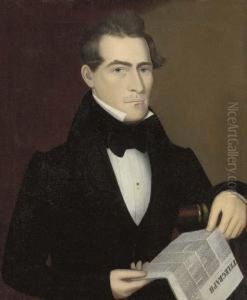 Portrait Of A Man Holding The "telegraph" by Ammi Phillips