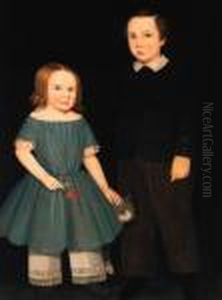 A Double Portrait Of Two Children And Their Cat by Ammi Phillips