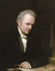 Portrait Of A Man In A Black Jacket With A White Cravat Holding His Glasses