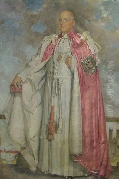 Portrait Of Dr W Foxley Norris,
The Archbishop Of Westminster, Knight Of The Most Honorable Order Of The
Bath, Standing Full-length In Ceremonial Robes - view 1