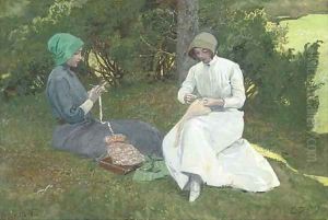 The young seamstresses by Emile Doepler Jnr