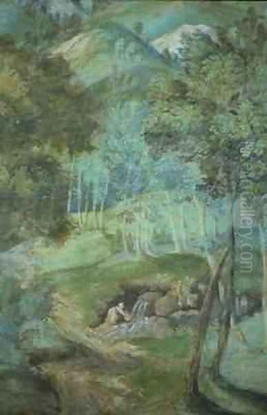 A woman collecting spring water - view 1