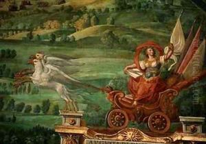 Chariot drawn by griffins