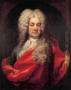 Portrait De Gentilhomme A La Draperie Rouge Dans Un Ovale
 Peint