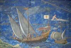 A trireme on the coast of Italy by Egnazio Danti