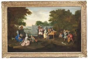 "le Concert Champetre" - An Elegant Musical Party In A Park by Bernard Picart