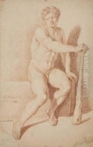Seated Male Nude by Bernard Picart