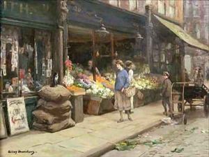 A London Street Market by Allan Douglas Davidson