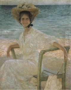 Signora Sulla Spiaggia by Gino Piccioni