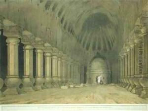 Interior of an Excavated Hindu Temple on the Island of Salsette by Thomas & William Daniell