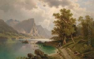 The Mondsee With The Drachenwand Mountain