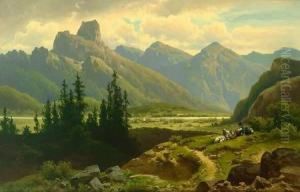 Malerische Flusslandschaft In Den Alpen Mit Gebirgspanorama