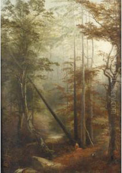 Wooded Landscape With Falling Tree - view 1