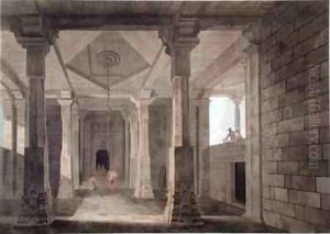 Part of the Interior of an Hindoo Temple at Deo in Bahar by Thomas & William Daniell