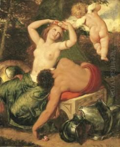 Mars And Venus, Crowned By Cupid by Rederick Richard Pickersgill