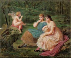 Le Discours De L'amour [ ; The Discourse Of Love ; Oil On Panel Signed And Dated 1890] by Henri Pierre Picou