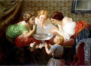 Watching The Goldfish by Henri Pierre Picou