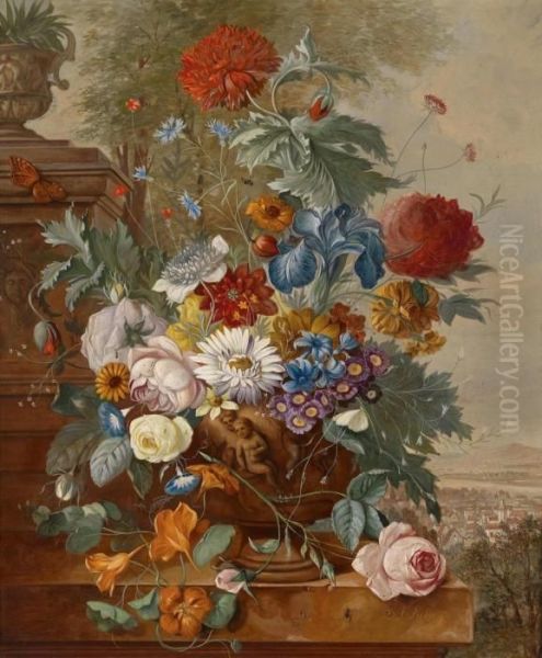 Flowers In A Stone Vase - view 1