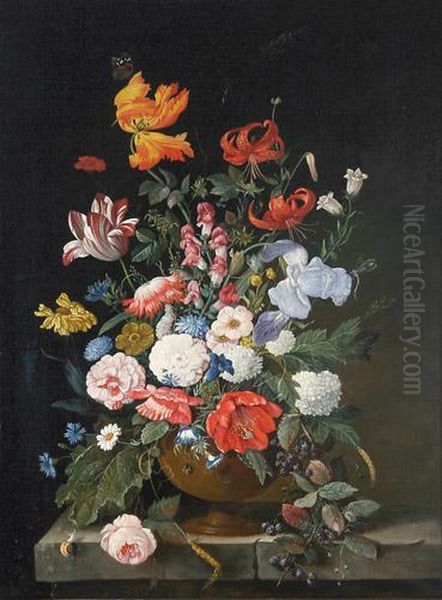 Blumenstilleben, Vase Mit Tulpen, Lilien, Iris, Rosen Etc. - view 1