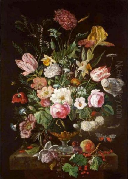 Still Life With Daffodils, Tulips And Other Flowers In A Vase - view 1