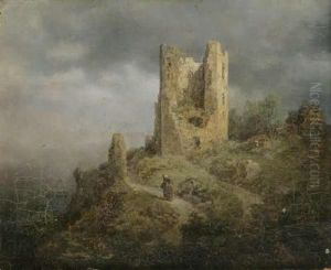 A Landscape With A Ruin by August Bedrich Piepenhagen