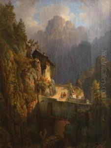 Mountainous Path With A Bridge