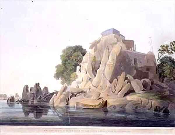 South West View of the Fakeers Rock in the River Ganges near Sultaungunge - view 1