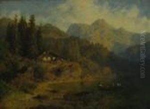 Landscape With Figures In A Punt