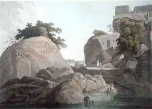 South East View of the Fakeers Rock on the River Ganges near Sultaungunge