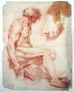 Seated Male Nude Crowned with a Laurel Garland and a Study of a Foot by Jessica Stewart Dismorr