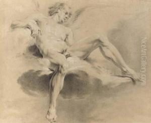 Un Ange Allonge, Tourne Vers La Droite by Jean-Baptiste-Marie Pierre