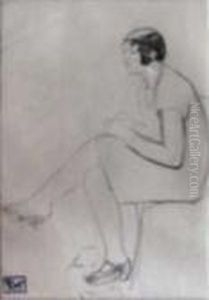 Personnage. Jeune Fille Assise. by Fernand Piet