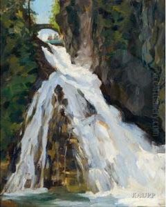 Wasserfall In Felsiger Waldlandschaft
