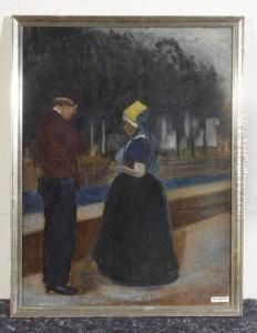 Paar Auf Der Strasse. by Fernand Piet