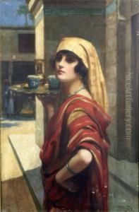 Arab Girl With Serving Tray by Harold Piffard