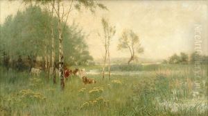 Cattle Grazing On A Marshland by Sidney Pike